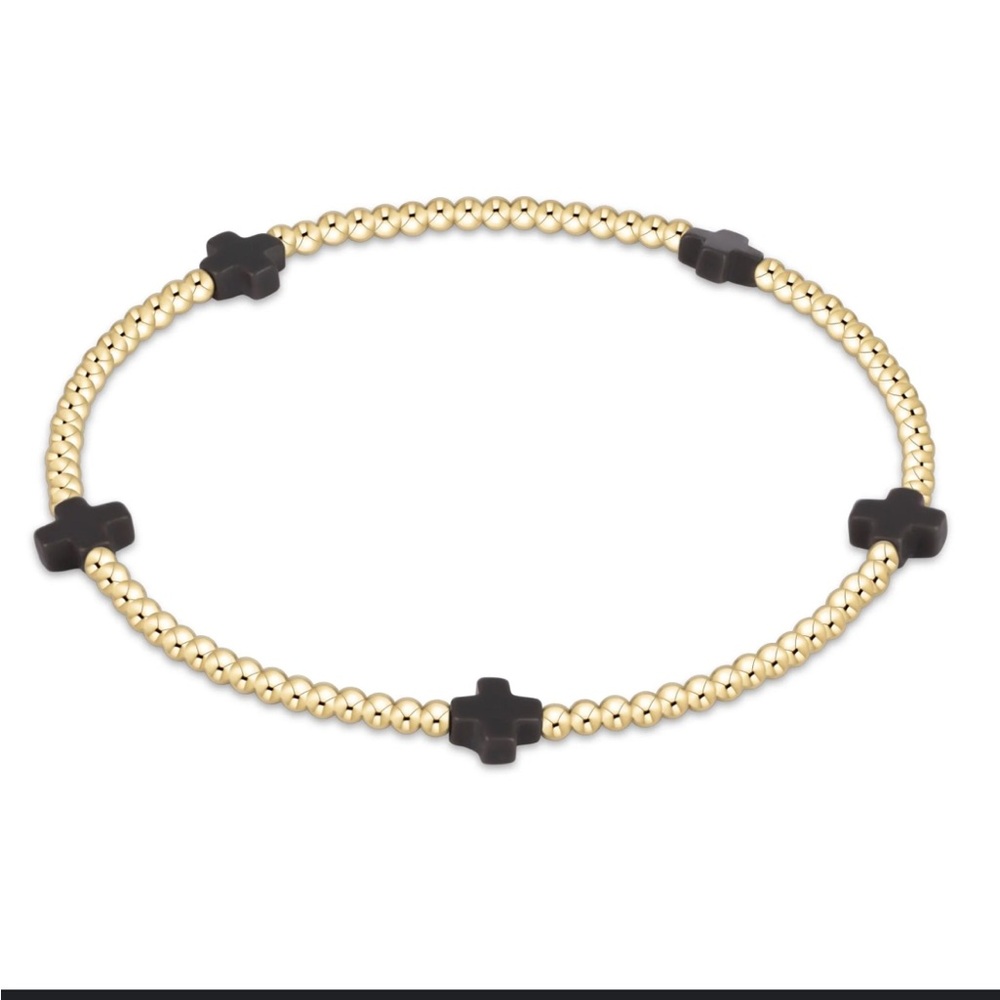 Enewton Gold Beaded Bracelet with Navy Cross Accents